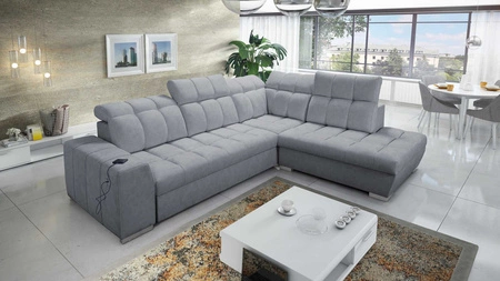 Ecksofa mit Schlaffunktion Luigi VII grau rechtes Ein bequemes Schlafsofa in moderner Form