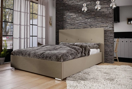 Burgos Polsterbett 140x200 dunkelbeige mit modernem Kopfteil ideal für Schlafzimmer