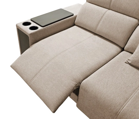 Ecksofa mit Schlaffunktion Tesalia IV Lux Esche grau rechts mit ausziehbarem Fußteil und Schiebefunktion der Rückenlehne