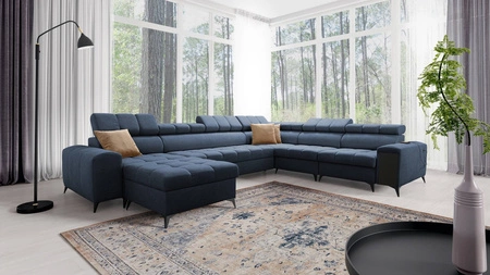 Ecksofa mit Schlaffunktion Bolmso VIII blau links elegantes und bequemes Ecksofa mit Schublade ideal für geräumige Innenräume
