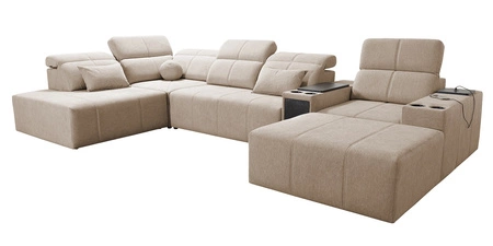 Ecksofa mit Schlaffunktion Tesalia V mint rechts Komfort-Ecksofa mit Schublade und Schiebefunktion der Rückenlehne