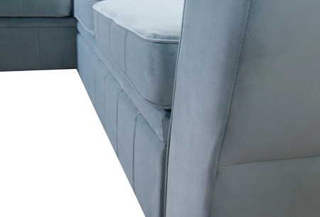 Ecksofa mit Schlaffunktion Rava grau Esche links Samt komfortables und funktionelles Ecksofa mit verstellbaren Kopfstützen