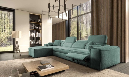 Ecksofa mit Schlaffunktion Viano XII Lux patina links Design-Ecksofa für das Wohnzimmer mit komfortablem ausziehbarem Fußteil