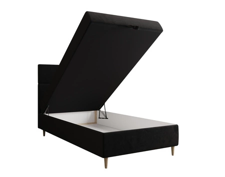 Boxspringbett Bing 120x200 schwarz im modernen skandinavischen Stil mit gepolstertem Kopfteil Bett mit Staukasten