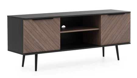 TV-Schrank Tullio 150 cm schwarz graphit / Kapitänsdeck eleganter Schrank in Originalfarben Metallkantengriffe