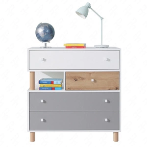Kommode mit Schubladen Beja 90 cm weiß / Eiche artisan / grau ideal für das Jugendzimmer sehr nützlich und hat ein modernes Design