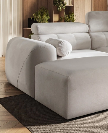 Ecksofa mit Schlaffunktion Cantare elfenbeinfarben links funktionelles und bequemes Ecksofa mit modernem Design Plüschstoff