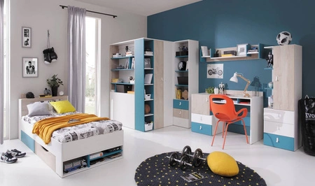 TV-Schrank Niko 120 cm weiß / Eiche / marine ideal für das Jugendzimmer TV-Schrank in Originalfarben