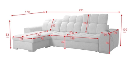 Ecksofa mit Schlaffunktion Luigi braun linkes Ecksofa mit zwei Bettkästen Stoff mit einer interessanten Struktur