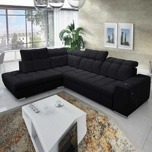 Ecksofa mit Schlaffunktion Luigi VII schwarz links Komfort-Ecksofa in moderner Form