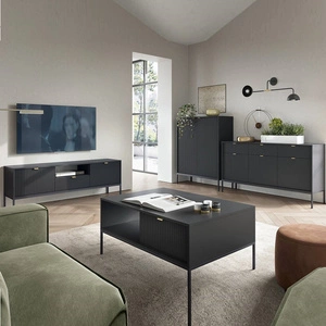 Möbel Set Lovro schwarz modernes Design Schrankwand für Wohnzimmer oder Sitzungssaal