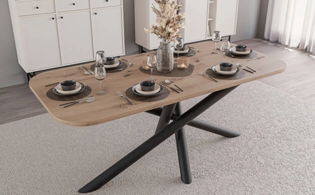 Lyon Tisch 90x185 cm artisan Eiche / schwarz stilvoller Esstisch auf Designer-Spinnenbeinen höhenverstellbar