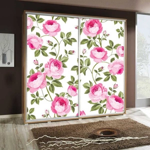 Artistino 205 cm Schiebeschrank mit Rosengrafik Schrankkorpus in Eiche Catania aus 22 mm starker Platte