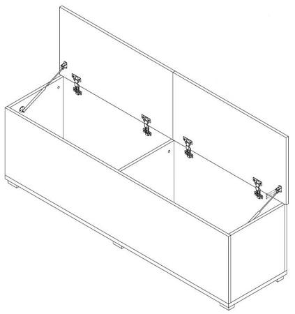 Bettzeugkasten Maximus 157 cm weiß modernes Design Hebeklappen auf Zylindern Einfassung mit Spezialfurnier verarbeitet