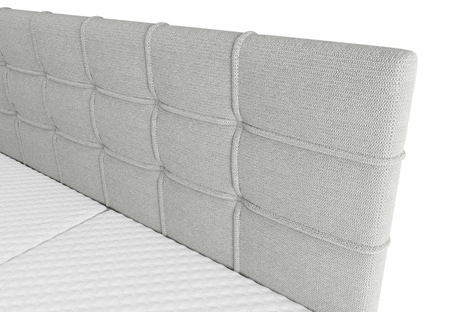 Boxspringbett Irvine 160x200 graue Esche stilvolles Bett mit Bettzeugablage komfortables Kopfteil begeistert durch sein elegantes Design