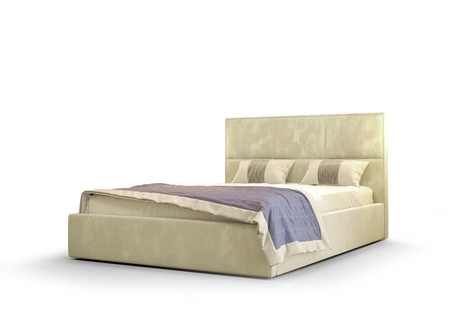 Polsterbett Hestia 160x200 mit Container beige im modernen skandinavischen Stil mit bequemer Kopfstütze