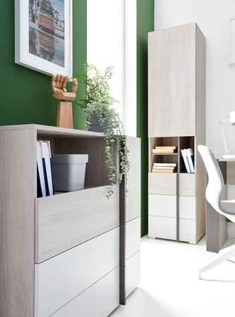 Bücherregal Remona 45 cm Eiche wilton weiß / weiß ideal für Jugendzimmer modernes Design geräumiges Bücherregal