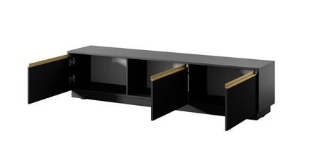 RTV Schrank Imperial 180 cm schwarz mit Möglichkeit der Aufhängung stilvolle gefräste Fronten mit interessanten Griffen verziert