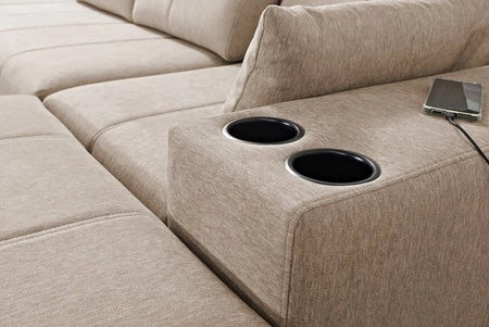 Ecksofa mit Schlaffunktion Tesalia VIII beige rechtsseitiges Komfort-Ecksofa für den Wohnbereich mit innovativer Schiebefunktion der Rückenlehne