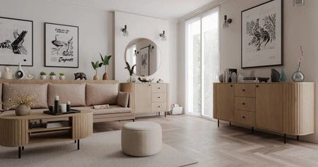 Couchtisch Ovalio Eiche Cremona Designer ovale Konstruktion dekorative Frästisch auf stabilen Metallbeinen gesetzt