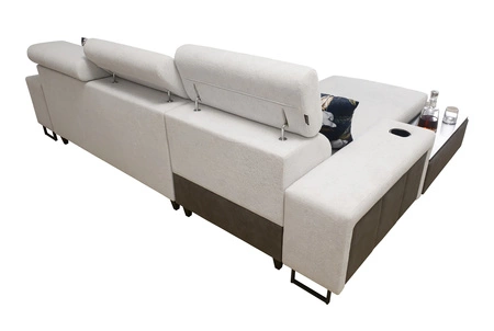 Ecksofa mit Schlaffunktion Flavio beige / beige Öko-Leder links elegantes Ecksofa mit einer seitlich öffnenden Verlängerungsstange