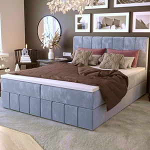 Boxspringbett Casey 140x200 hellblau Bett im modernen skandinavischen Stil mit markantem Kopfteil