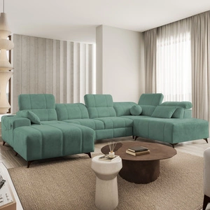 Ecksofa mit Schlaffunktion Penejos VI grün linksseitig stilvolles Ecksofa mit zwei Bettkästen strapazierfähiger Stoff