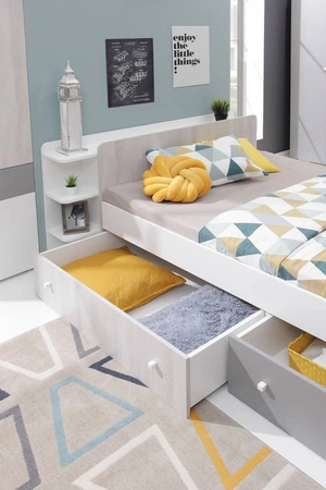 Möbel-Set Arona weiß / Eiche wilton weiß / grau ideal für ein Jugend- oder Kinderzimmer im trendigen Stil