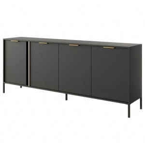 Kommode Golden 203 cm anthrazit modernes Design ideal für glamouröse Innenräume Goldrandgriff für einen eleganten Look