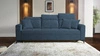 Sofa mit Schlaffunktion Laredo blau bequemes und stilvolles Sofa für Wohnzimmer mit verstellbaren Kopfstützen weicher Veloursstoff