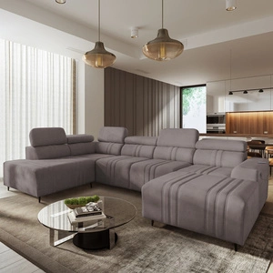 Ecksofa mit Schlaffunktion Castel VI grau-braun rechts Ecksofa bequem und elegant mit zwei Bettkästen