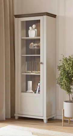 Vitrine Evora 71 cm beige / Eiche dunin links Schrank wird Liebhaber von ausdrucksstarken Interieurs ideal für Wohn-und Esszimmer begeistern