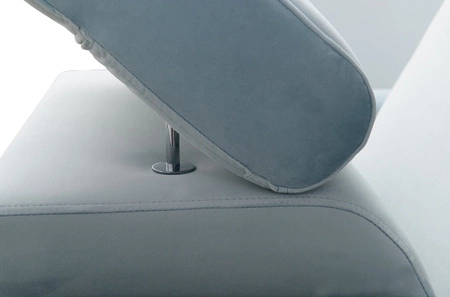 Rava Sessel grau Esche ein praktischer und bequemer Sessel für das Wohnzimmer mit verstellbarer Kopfstütze und einem Container weichen Samt Typ Stoff