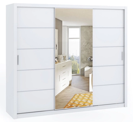 Schlafzimmermöbel Set Rico weiß zeitloses Design Schlafzimmermöbel Set geräumiger Schiebeschrank mit Spiegel