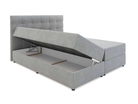 Boxspringbett Harmony 180x200 grau Bett im modernen skandinavischen Stil mit einem Kopfteil mit Zierknöpfen