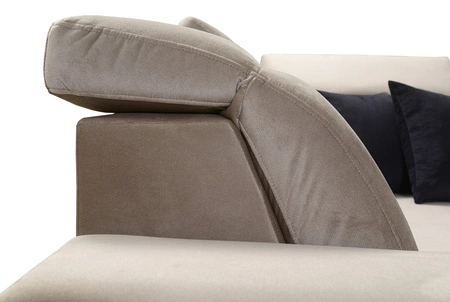 Ecksofa mit Schlaffunktion Kelly Sleek II schokoladenbraun linke Seite elegantes Ecksofa für Wohnzimmer aus gewebtem Stoff