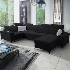 Ecksofa mit Schlaffunktion Kelly Sleek IV schwarz rechtsseitig Ecksofa mit Bettkästen Webstoff