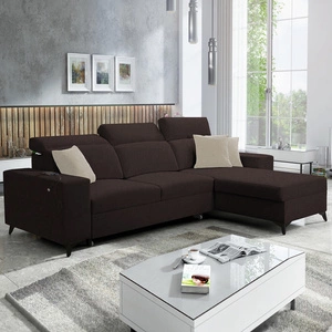 Ecksofa mit Schlaffunktion Kelly Sleek braun rechts geflochten bequemes und funktionelles Ecksofa für Wohnzimmer