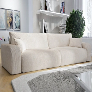 Sofa Fiesta beige funktionelles Wohnzimmersofa mit Bettzeugablage elegantes Design Kordstoff
