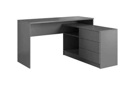 Eckschreibtisch Teo 138 cm in Graphit bietet viel Platz zum Arbeiten und viel Raum für die notwendigen beschädigungssicheren Gegenstände