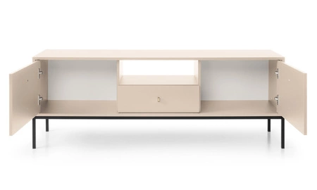 TV-Schrank Mono 154 cm Beige Minimalistisches Design schlichte Form mit metallischen Elementen stilvoller goldener Griff