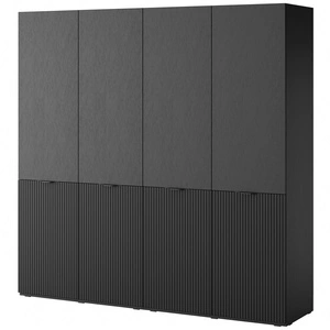 Kleiderschrank Sandbox 202 cm schwarz eleganter und funktioneller Schrank mit geriffelten Fronten ein Möbelstück aus der modularen Kleiderschrankkollektion