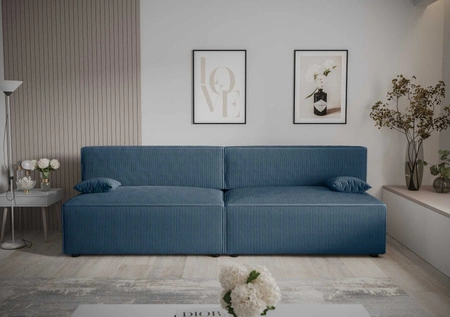 Brandon XL Schlafsofa blau modernes Design und breite Funktionalität dreidimensionalen Stoff mit ausdrucksvollen Streifen