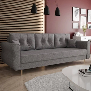 Wilkins Sofa mit Schlaffunktion graue Esche elegantes Sofa für Wohnzimmer im skandinavischen Stil geschwungene Seiten verleihen Charakter
