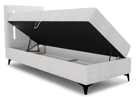 Boxspringbett Norco 90x200 grau Esche stilvolles Bett mit Stauraum Box Beleuchtung im Kopfteil fügt eine einzigartige Note