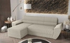 Ecksofa mit Schlaffunktion Fogu II Elfenbein linke Seite stilvolles Ecksofa mit bequemen Armlehnen und Bettzeugcontainer