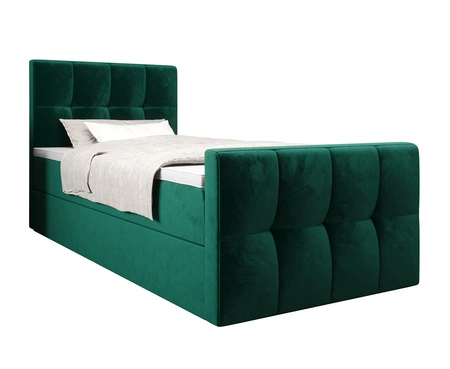 Boxspringbett Manhattan 120x200 flaschengrün im modernen skandinavischen Stil mit gepolstertem Kopfteil und Fußteil Bett mit Staukasten