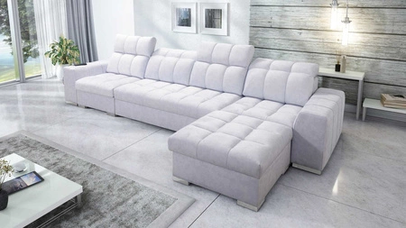 Ecksofa mit Schlaffunktion Luigi XII aschgrau rechtes ein stilvolles Ecksofa für das Wohnzimmer in einer minimalistischen und eleganten Ausführung