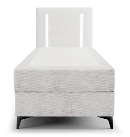 Boxspringbett Norco 80x200 grau Esche stilvolles Bett mit Stauraum Box Beleuchtung im Kopfteil fügt eine einzigartige Note