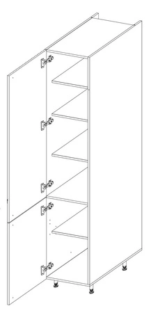 Verdi 40 Küchensockel DK-215 2F feuchtigkeits- und beschädigungsbeständiger Schrank schwarze Metallgriffe